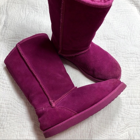 🔥SALE🔥 Fuchsia suede pull on faux fur lining boots kids Sz 3 - Picture 9 of 11